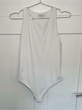 Babaton White Sleeveless Open Back Bodysuit